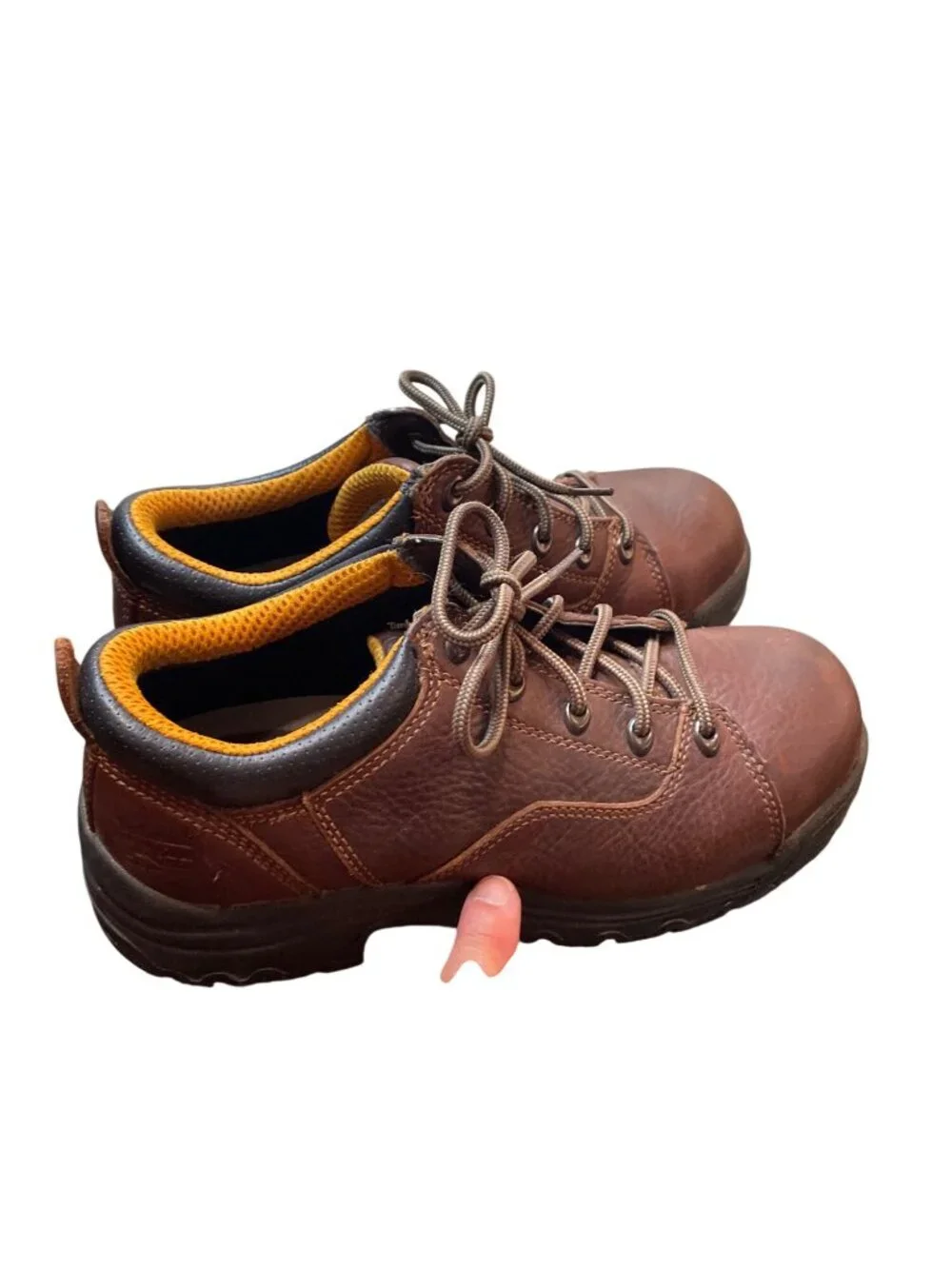 Timberland Pro Power wms brown leather steel toe work shoes sz 9.5M SKU 10-486